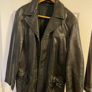 Vintage Black Leather Coat